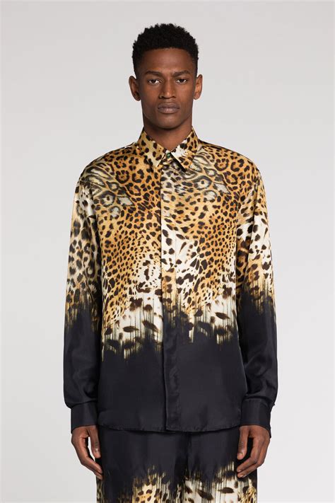 VERSACE Camicia Stampa Leopardo In Raso Di Misto Seta